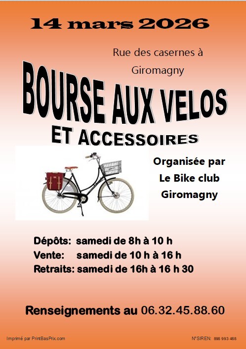Bourse aux vélos et accessoires - 14 mars