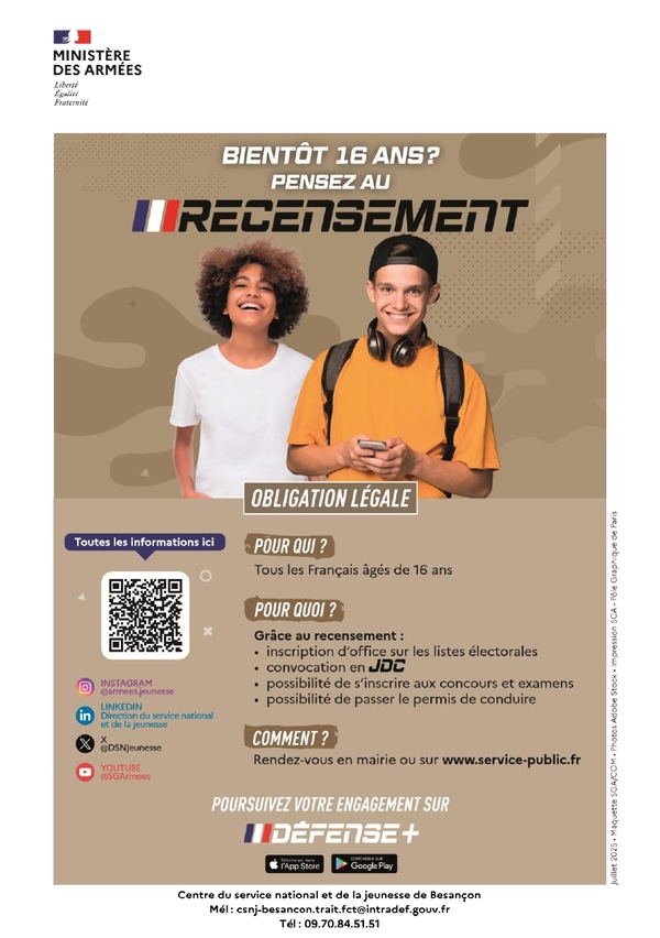 Bientôt 16 ans ? Pensez au recensement citoyen !