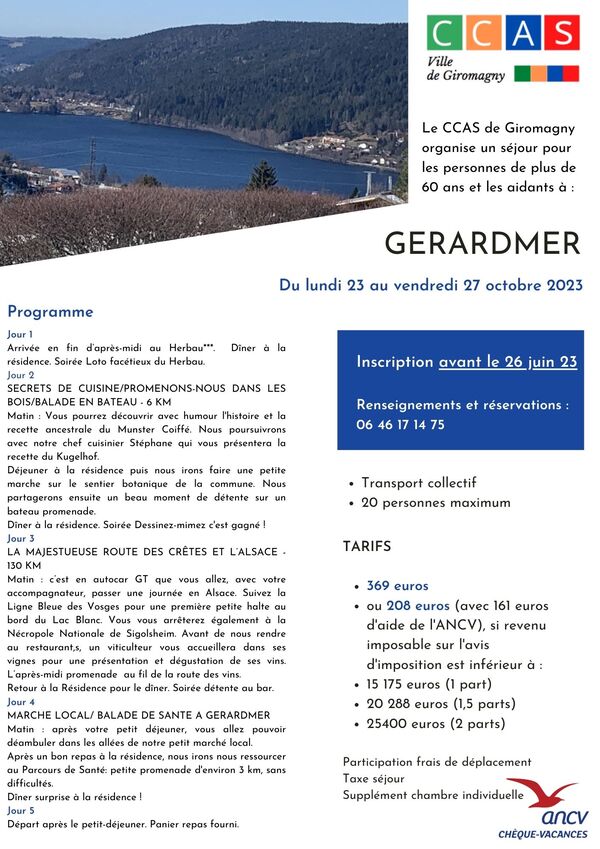 Voyage à Gérardmer du lundi 23 au vendredi 27 octobre 
