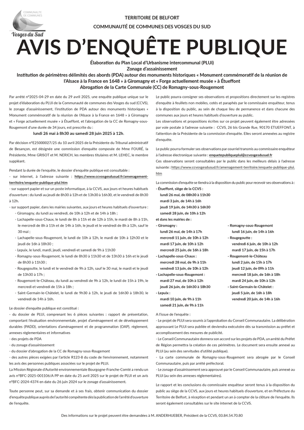 Enquête publique unique PLUi