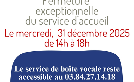 Fermeture de la Mairie le mercredi 31 décembre après-midi
