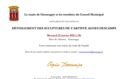 Invitation dévoilement des sculptures - 21 janvier