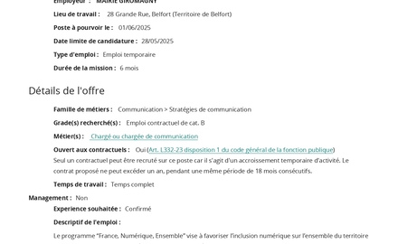 Offre d'emploi - France Numérique Ensemble