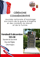 Journée nationale d’hommage aux « Morts pour la France » pendant la guerre d’Algérie et les combats du Maroc et de Tunisie