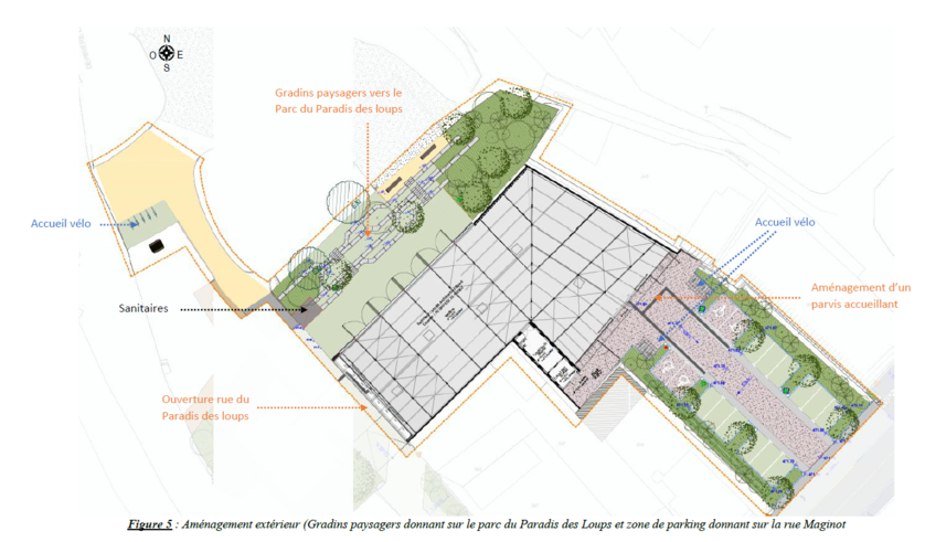 Plan du bâtiment du Spar intégré dans son environnement