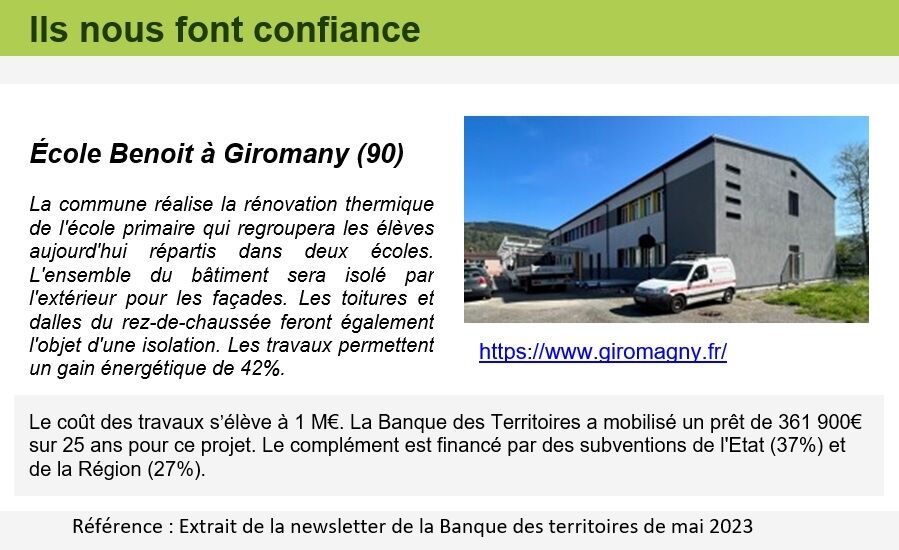 Ils nous font confiance : Ecole Benoît à Giromagny Ils nous font confiance : Ecole Benoît à Giromagny