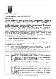 Compte Rendu du Conseil Municipal du 21 juillet 2022