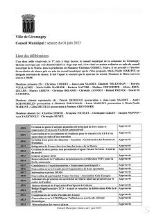 Liste de délibérations juin 2023