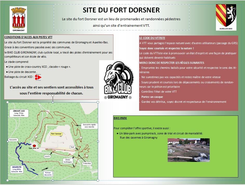 Visuell avec informations sur les circuits VTT tracés par le Bike Club Giromagny